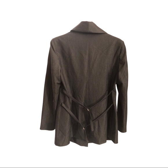 Mac & Jac Charcoal Sheen button up statement blazer w/ back straps - Picture 5 of 5